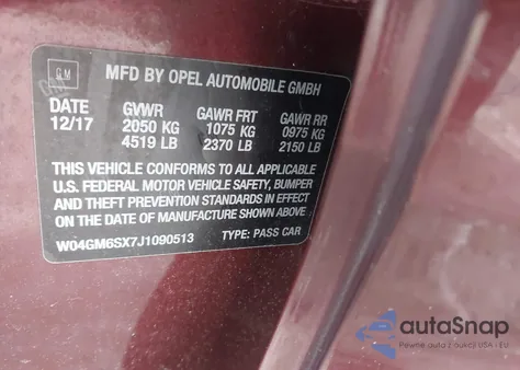 2018 Buick Regal Sportback Preferred Ii from USA, damaged, VIN W04GM6SX7J1090513